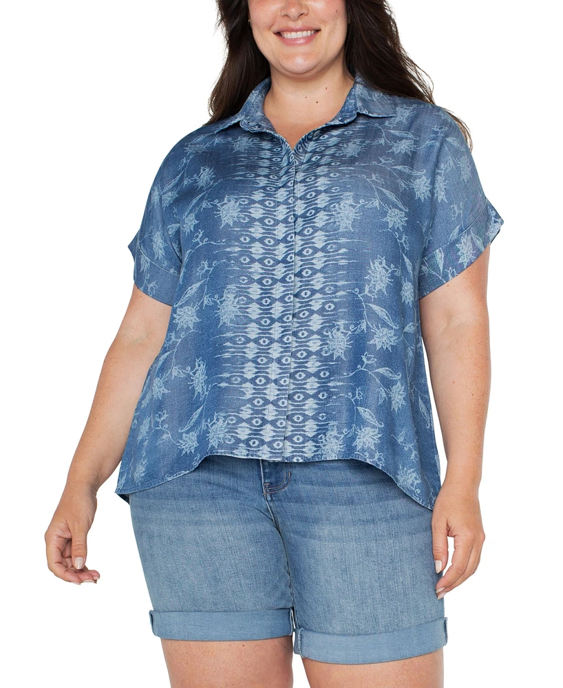 Liverpool Plus Printed High-Low Camp Shirt