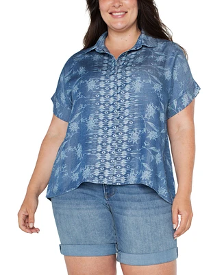 Liverpool Plus Printed High-Low Camp Shirt
