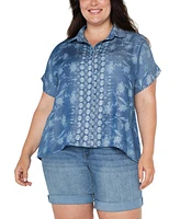 Liverpool Plus Printed High-Low Camp Shirt