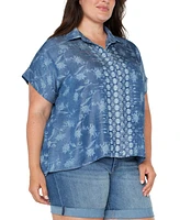 Liverpool Plus Printed High-Low Camp Shirt