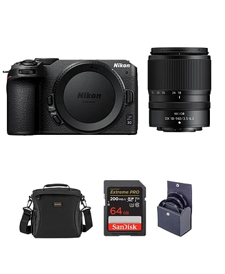 Nikon Z 30 Dx-Format Mirrorless Camera with Nikon Nikkor Z Dx 18-140mm f/3.5-6.3 Vr Lens, Bundle with 64GB Sd Memory Card, Bag, 62mm Filter Kit