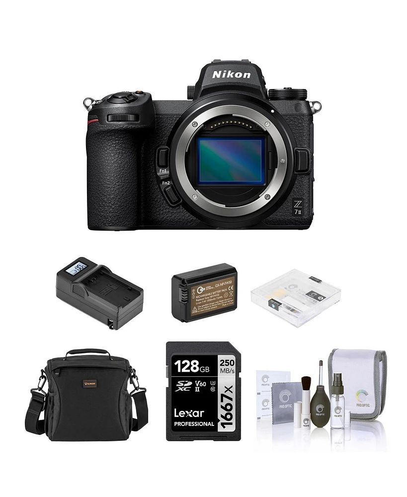 Nikon Z 7II Mirrorless Camera, Bundle with 128GB Memory Card, Bag, Battery, Charger, Screen Protector, Cleaning Kit