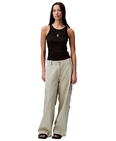 Calvin Klein Jeans Women's Ribbed Logo Crewneck Tank Top