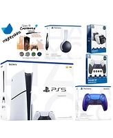 Sony Playstation 5 Slim Disc Bundle with White Pulse Headset, Extra Nova Pink Controller, Fps Grip Kit, Dual Charge Dock and MightySkins Decal Voucher