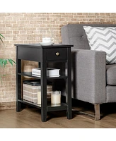 Gymax 3 Tier Nightstand Bedside Table Sofa Side End w/Double Shelves Drawer