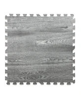 100 SqFt 3/8" Natural Gray Wood Grain Foam Mat Interlocking Mat Tiles 25pcs