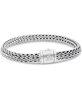 Sterling Silver Dragon Bone Oval 7mm Chain Bracelet, Large 8.0 in