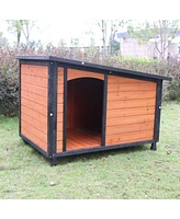 Wooden Dog Kennel for Winter with Raised Feet Weatherproof for Large Dogs