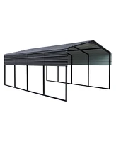 12x20 Ft Metal Carport,Heavy Duty Canopy Galvanized Steel Outdoor Garage for Snow,Waterproof Car Shelter