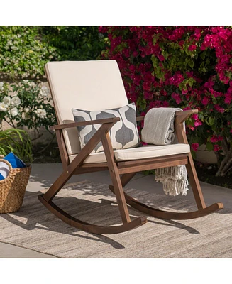 Sturdy Acacia Wood Rocking Chair for Indoor and Outdoor Relaxation