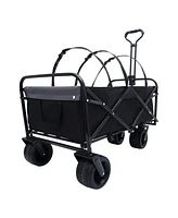 Collapsible Wagon Cart with Strapping System, 440lbs Capacity, for Beach, Camping, Shopping