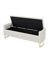 Velvet Upholstered Storage Ottoman with Pillows for Living Room & Bedroom