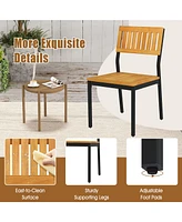 Dining Chair Set of 2 Modern Patio Chairs/Acacia Wood Backrest, Slanted Seat