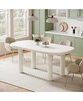 Tribesigns Oval Dining Table for 6 People, 63-Inch Modern Kitchen Table, Wood Dinner Table with Cylindrical Legs for Kitchen Dining Room (Only Table)