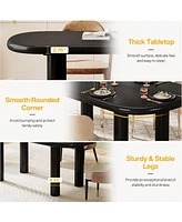 Tribesigns Oval Dining Table for 6 People, 63-Inch Modern Kitchen Table, Wood Dinner with Cylindrical Legs Room (Only Table)