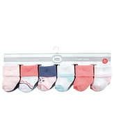 Luvable Friends Cotton Rich Baby Terry Socks 24-Pack, Coral Mint Stripe, 0-6 Months