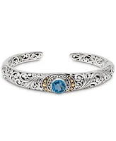 Devata Topaz & Bali Filigree Cuff Bracelet in Sterling Silver and 18K Gold Accents