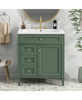 30" Modern Bathroom Vanity with Top Sink and Storage