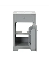 20" Bathroom Vanity with Sink, Bathroom Cabinet with Soft Closing Door, Storage Rack and Adjustable Shelve, Grey