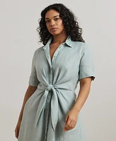 Lauren Ralph Plus-Size 100% Linen Shirtdress