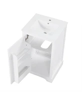 20" Bathroom Vanity with Sink, Bathroom Cabinet with Soft Closing Door, Storage Rack and Adjustable Shelve, White