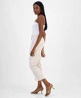 Bar Iii Women's Striped Straight-Leg Cropped Pants, Exclusively at Macy's