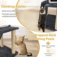 Tower Condo Cat Tree with Scratching Posts & Ladder Multi-Level Playhouse for Cats