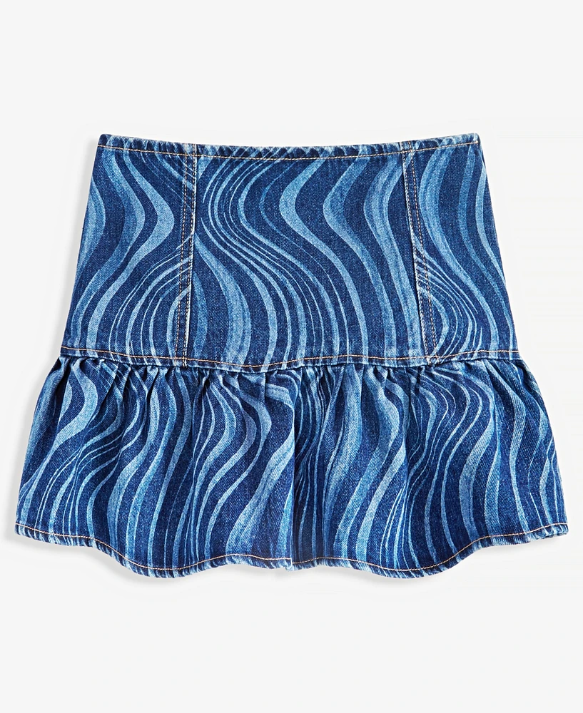 With Jules Big Girl Cotton Denim Wave Wash Skirt