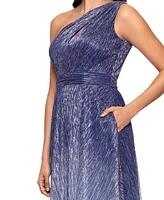 Betsy & Adam Women's Metallic Ombre One-Shoulder Gown