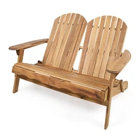 Acacia Wood Outdoor Adirondack Loveseat: Timeless Style and Comfort