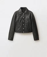 Mango Women's Lapels Leather Jacket