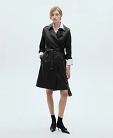 Mango Women's Leather-Effect Trench Coat