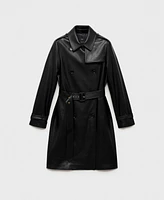 Mango Women's Leather-Effect Trench Coat