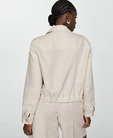 Mango Women's Linen Zip Jacket