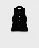 Mango Women's Jewel Buttoned Knitted Vest