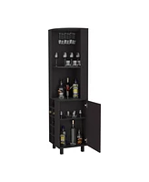 Fm Furniture Leah Corner Bar cabinet with ample storage and wine rack, Wengue