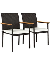 Outsunny 2 Pcs Wicker Dining Chair, Outdoor Chairs w