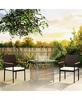 Outsunny 2 Pcs Wicker Dining Chair, Outdoor Chairs w