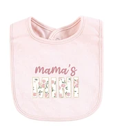 Hudson Baby Infant Girl Cotton Bibs, Mama Mauve Sage Rose, One Size