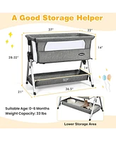 Gouun Adjustable Baby Bedside Crib with Large Storage