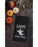 Happy Hallo-Wine Halloween Embroidered Cotton Waffle Weave Kitchen Towel