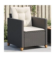 Patio Chair with Cushions Black Poly Rattan