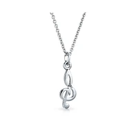 Bling Jewelry Sterling Silver Treble Clef Pendant Necklace for Music Teachers and Students