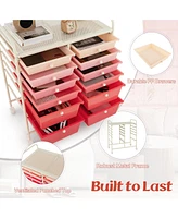 12-Drawer Rolling Storage Cart with Removable Drawers and Lockable Wheels