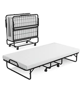 Twin Size Metal Folding Bed with Memory Foam Mattress