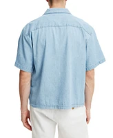 Cotton On Men's Denim Box Fit Short Sleeve Shirt