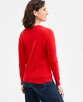 Style & Co Women's Cotton Crewneck Flag Sweater, Exclusively at Macy's