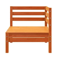 Patio Sofa 2-Seater with Footstool Wax Brown Solid Wood Pine