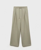 Mango Women's Wide Leg Pleated Jogger Pants