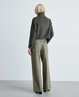 Mango Women's Belt Detail Wide Leg Jeans